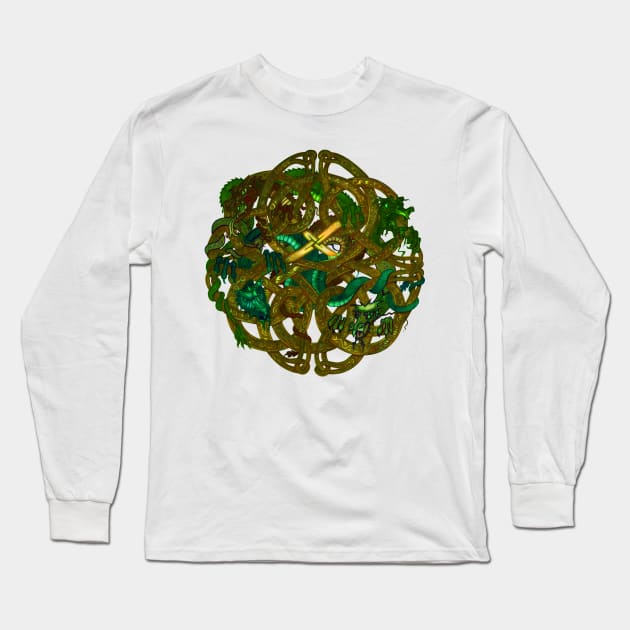 Celtic Knot with Dragons Long Sleeve T-Shirt by MichaelaGrove